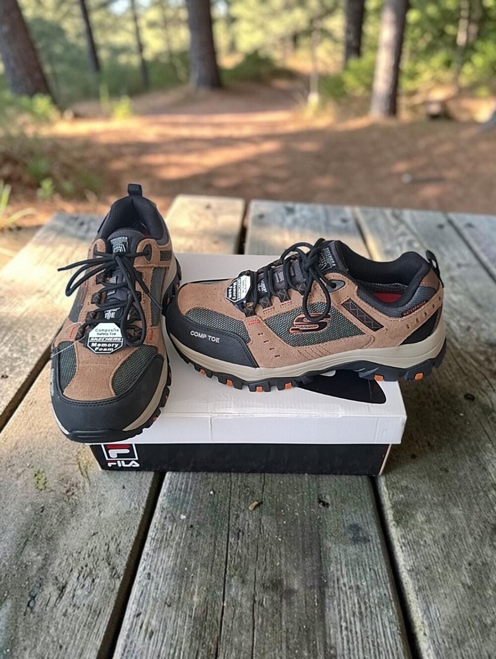 SKECHERS Waterproof Comp Toe Hiking Shoes Brown/Black/Gray Mens US 7 Wide